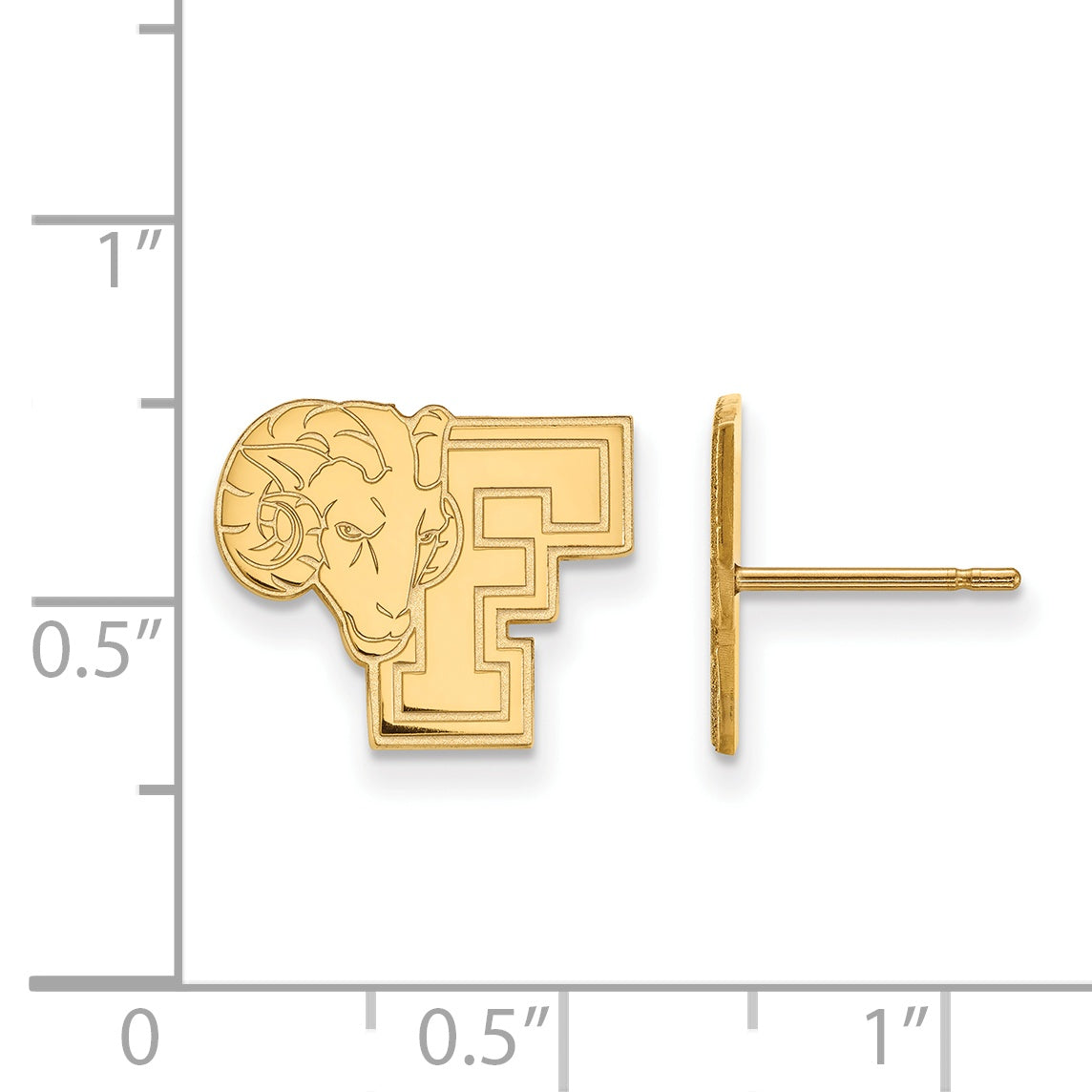 Gold Plated Sterling Silver Logoart Fordham University Ram Small Post Earrings