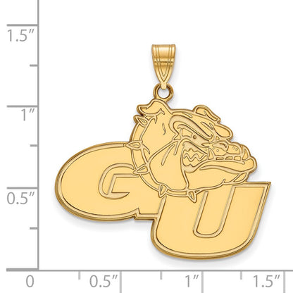10K Yellow Gold Logoart Gonzaga University G U Bulldog Extra Large Pendant