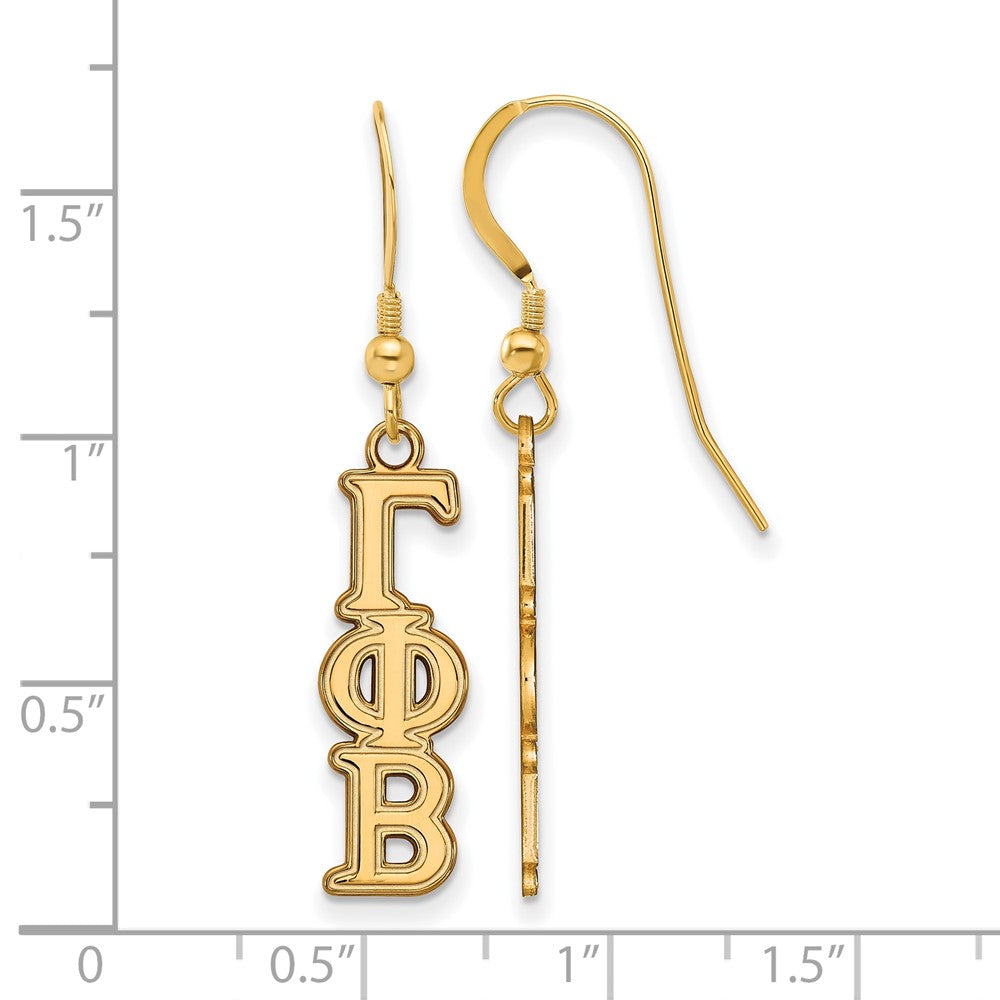 Gold Plated Sterling Silver Logoart Gamma Phi Beta Sorority Greek Letters Small Dangle Earrings