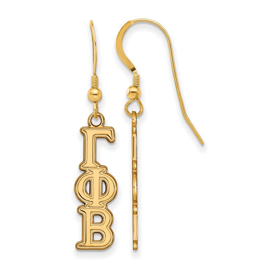 Gold Plated Sterling Silver Logoart Gamma Phi Beta Sorority Greek Letters Small Dangle Earrings