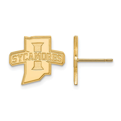 10K Yellow Gold Logoart Indiana State University Sycamores Small Post Earrings