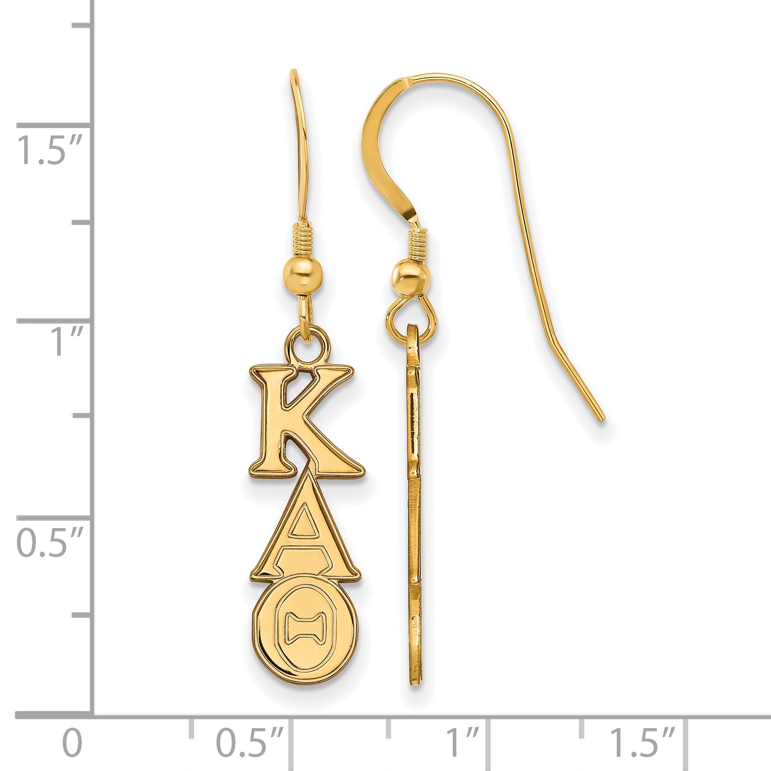 Gold Plated Sterling Silver Logoart Kappa Alpha Theta Sorority Greek Letters Small Dangle Earrings