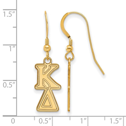 Gold Plated Sterling Silver Logoart Kappa Delta Sorority Greek Letters Small Dangle Earrings