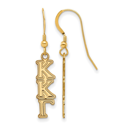 Gold Plated Sterling Silver Logoart Kappa Gamma Sorority Greek Letters Small Dangle Earrings