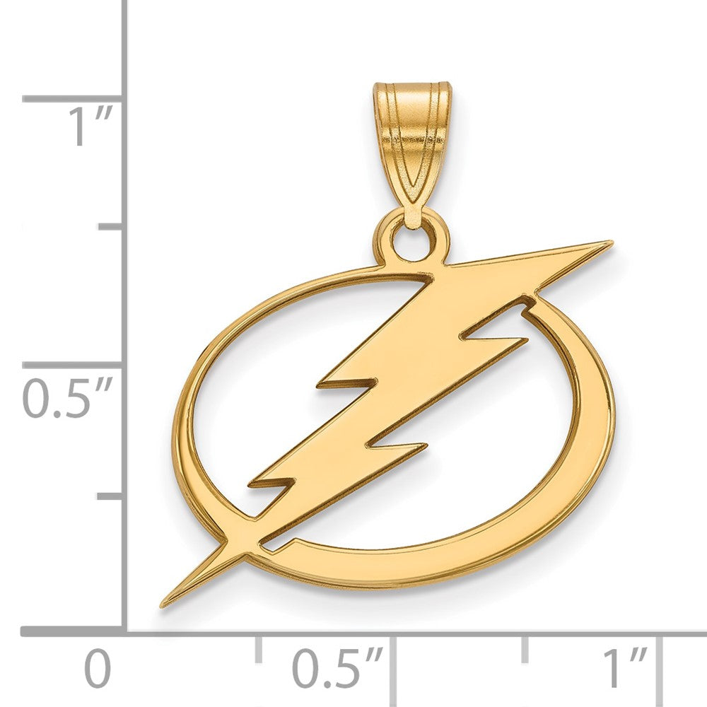 Gold Plated Sterling Silver Nhl Logoart Tampa Bay Lightning Large Pendant
