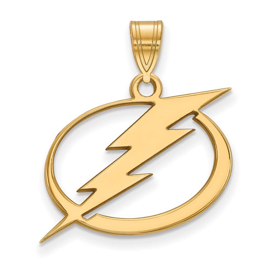 Gold Plated Sterling Silver Nhl Logoart Tampa Bay Lightning Large Pendant
