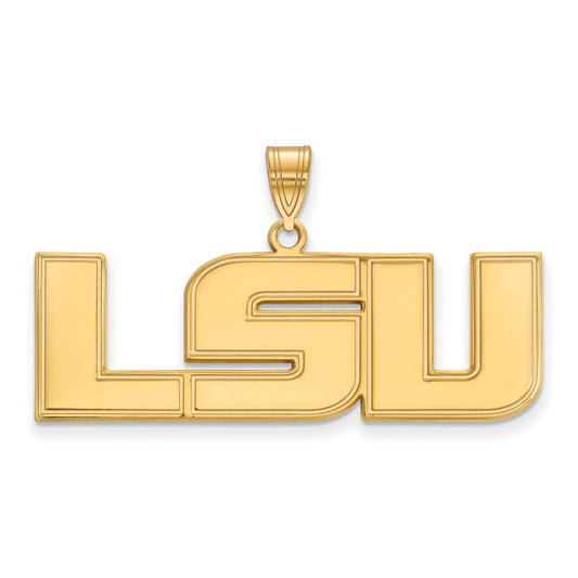 Gold Plated Sterling Silver Logoart Louisiana State University L S U Large Pendant