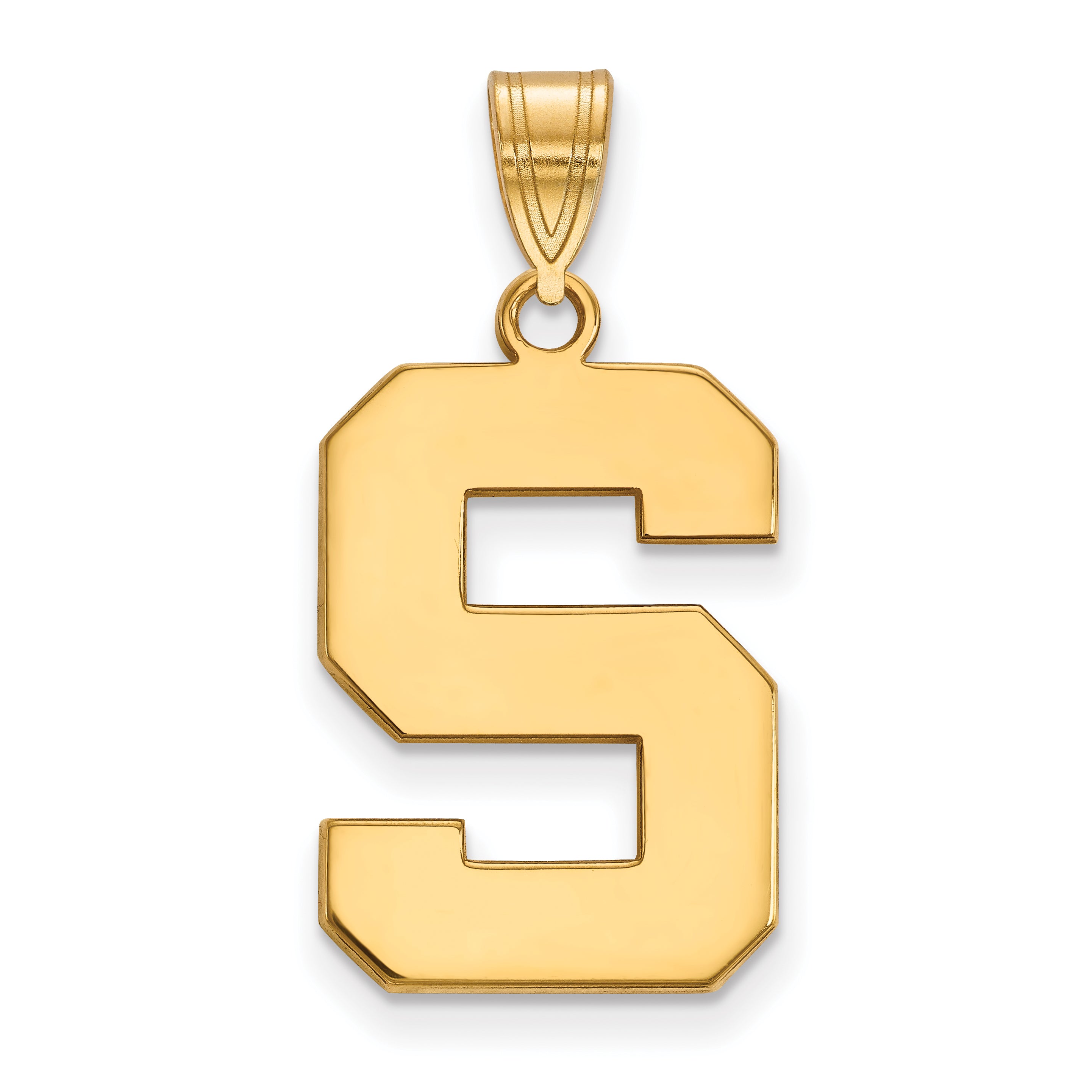 Gold Plated Sterling Silver Logoart Michigan State University Letter S Large Pendant