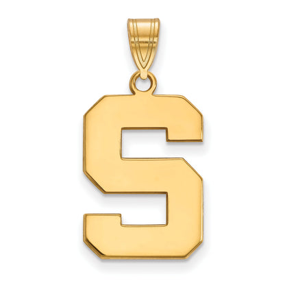 Gold Plated Sterling Silver Logoart Michigan State University Letter S Large Pendant