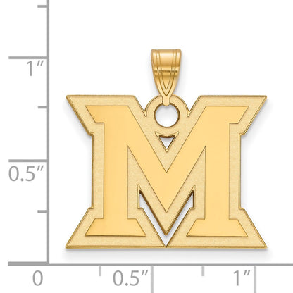 14K Yellow Gold Logoart Miami University Ohio Letter M Large Pendant