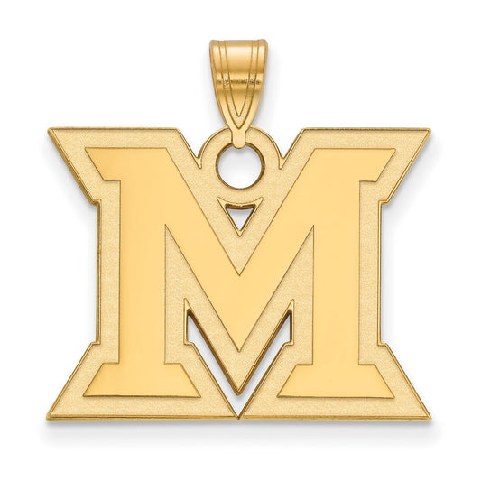 10K Yellow Gold Logoart Miami University Ohio Letter M Large Pendant
