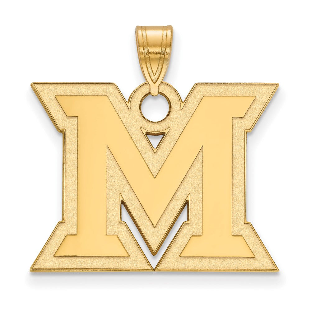 Gold Plated Sterling Silver Logoart Miami University Ohio Letter M Large Pendant