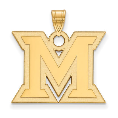 Gold Plated Sterling Silver Logoart Miami University Ohio Letter M Large Pendant