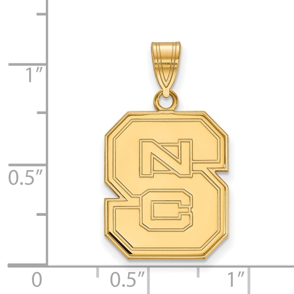 10K Yellow Gold Logoart North Carolina State University N C S Large Pendant