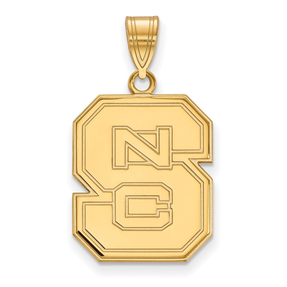 14K Yellow Gold Logoart North Carolina State University N C S Large Pendant
