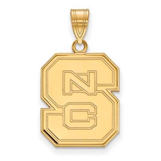 14K Yellow Gold Logoart North Carolina State University N C S Large Pendant