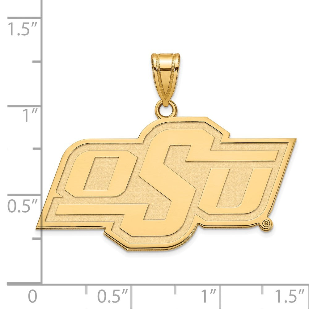 Gold Plated Sterling Silver Logoart Oklahoma State University O S U Large Pendant
