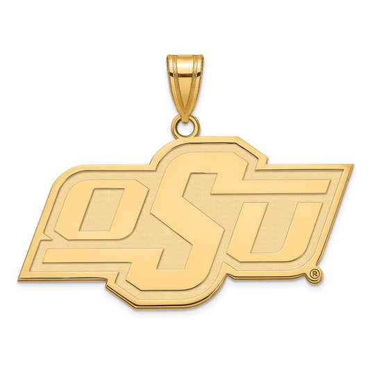 Gold Plated Sterling Silver Logoart Oklahoma State University O S U Large Pendant