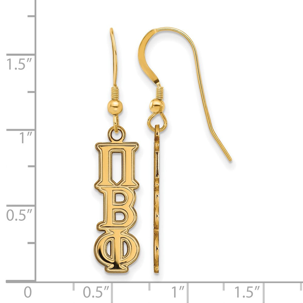 Gold Plated Sterling Silver Logoart Pi Beta Phi Sorority Greek Letters Small Dangle Earrings