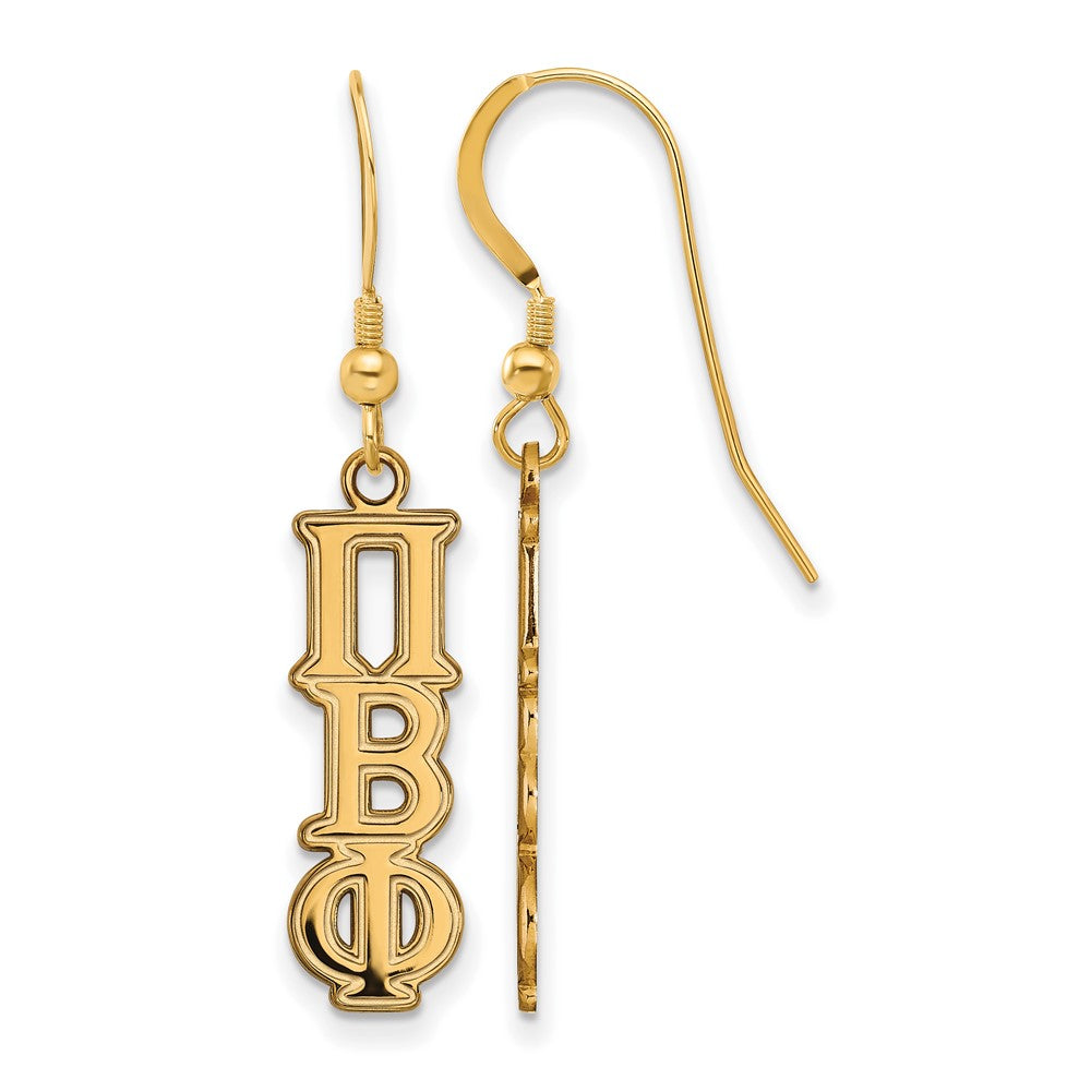 Gold Plated Sterling Silver Logoart Pi Beta Phi Sorority Greek Letters Small Dangle Earrings