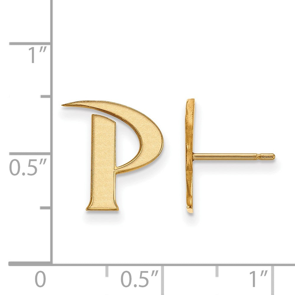 10K Yellow Gold Logoart Pepperdine University Letter P Small Post Earrings