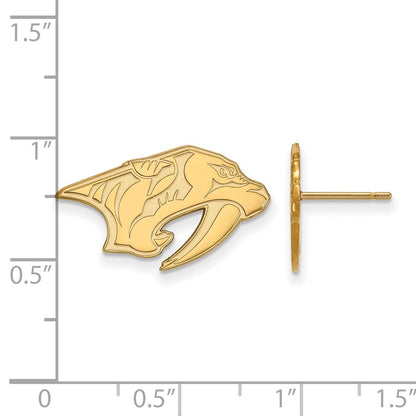 14K Yellow Gold Nhl Logoart Nashville Predators Small Post Earrings