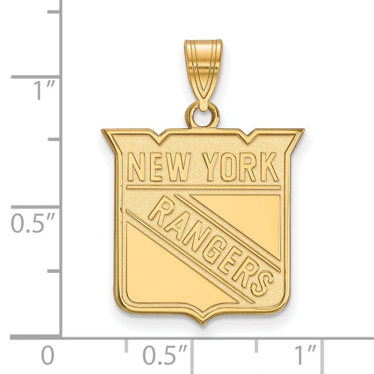 Gold Plated Sterling Silver Nhl Logoart New York Rangers Large Pendant