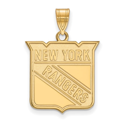 14K Yellow Gold Nhl Logoart New York Rangers Large Pendant