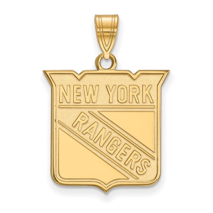 10K Yellow Gold Nhl Logoart New York Rangers Large Pendant