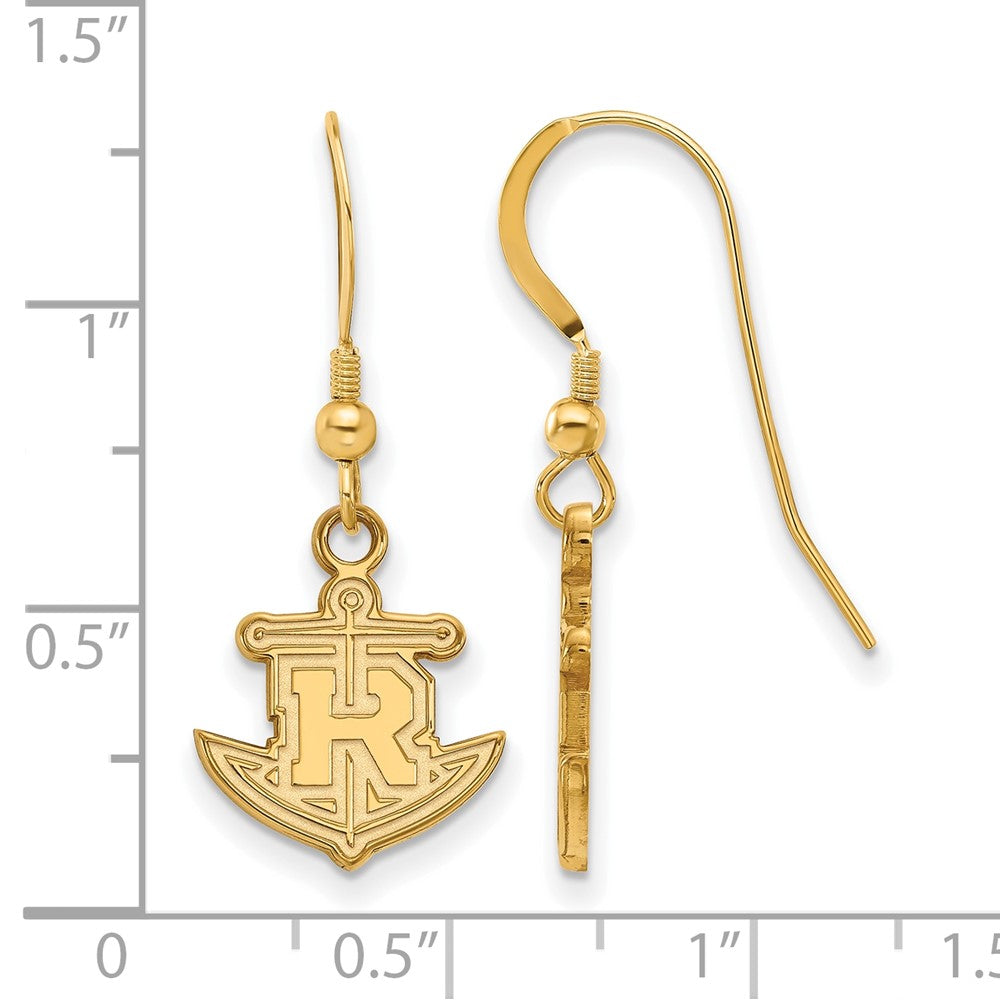 Gold Plated Sterling Silver Logoart Rollins College Anchor Small Dangle Wire Earrings