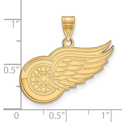 Gold Plated Sterling Silver Nhl Logoart Detroit Red Wings Large Pendant