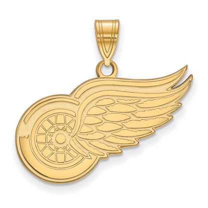 Gold Plated Sterling Silver Nhl Logoart Detroit Red Wings Large Pendant
