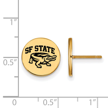 Gold Plated Sterling Silver Logoart San Francisco State University Small Enameled Disc Post Earrings