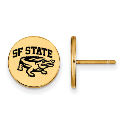 Gold Plated Sterling Silver Logoart San Francisco State University Small Enameled Disc Post Earrings