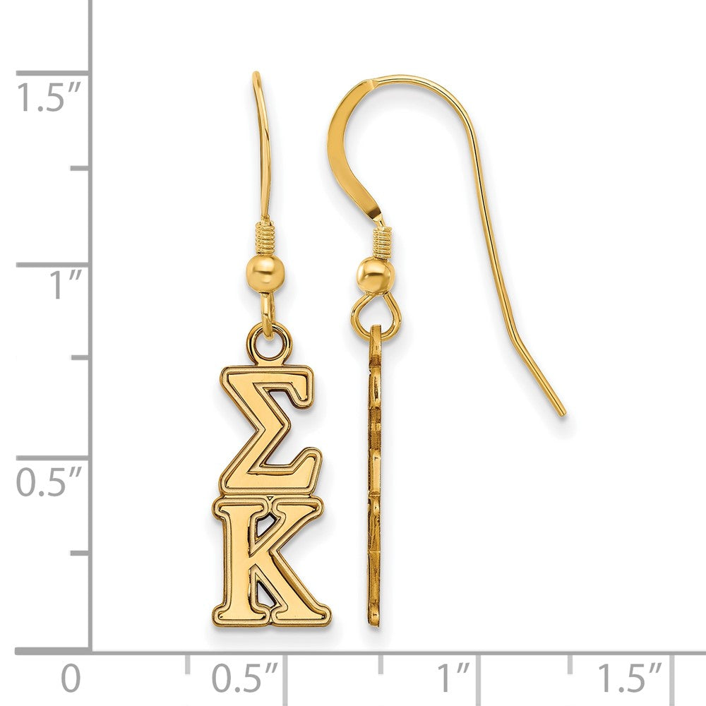 Gold Plated Sterling Silver Logoart Sigma Kappa Sorority Greek Letters Small Dangle Earrings