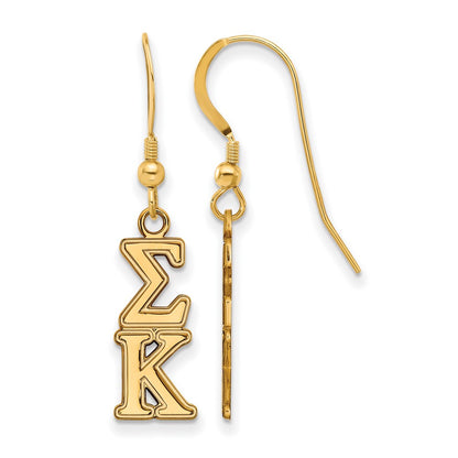 Gold Plated Sterling Silver Logoart Sigma Kappa Sorority Greek Letters Small Dangle Earrings