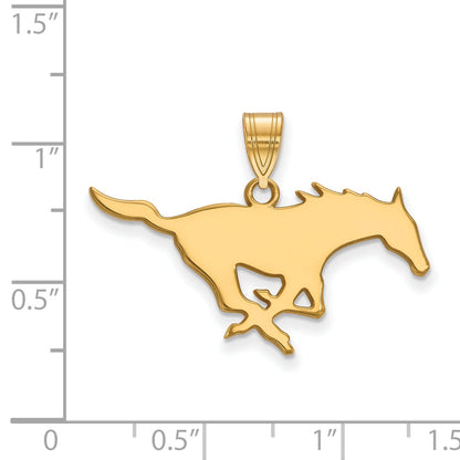 Gold Plated Sterling Silver Logoart Southern Methodist University Mustang Large Pendant