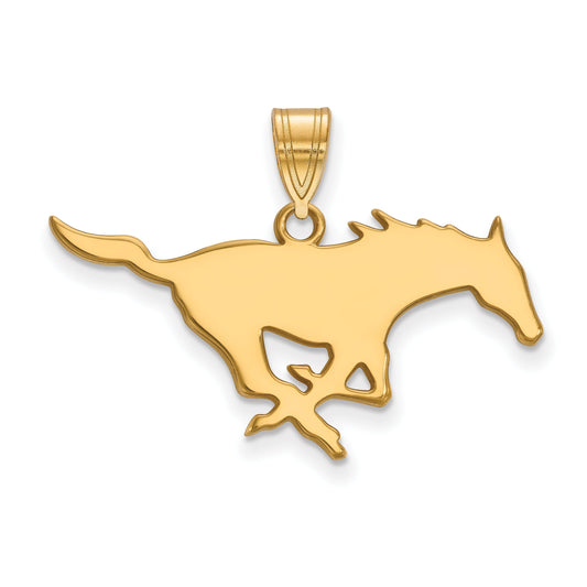Gold Plated Sterling Silver Logoart Southern Methodist University Mustang Large Pendant