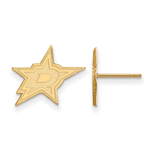 Gold Plated Sterling Silver Nhl Logoart Dallas Stars Small Post Earrings