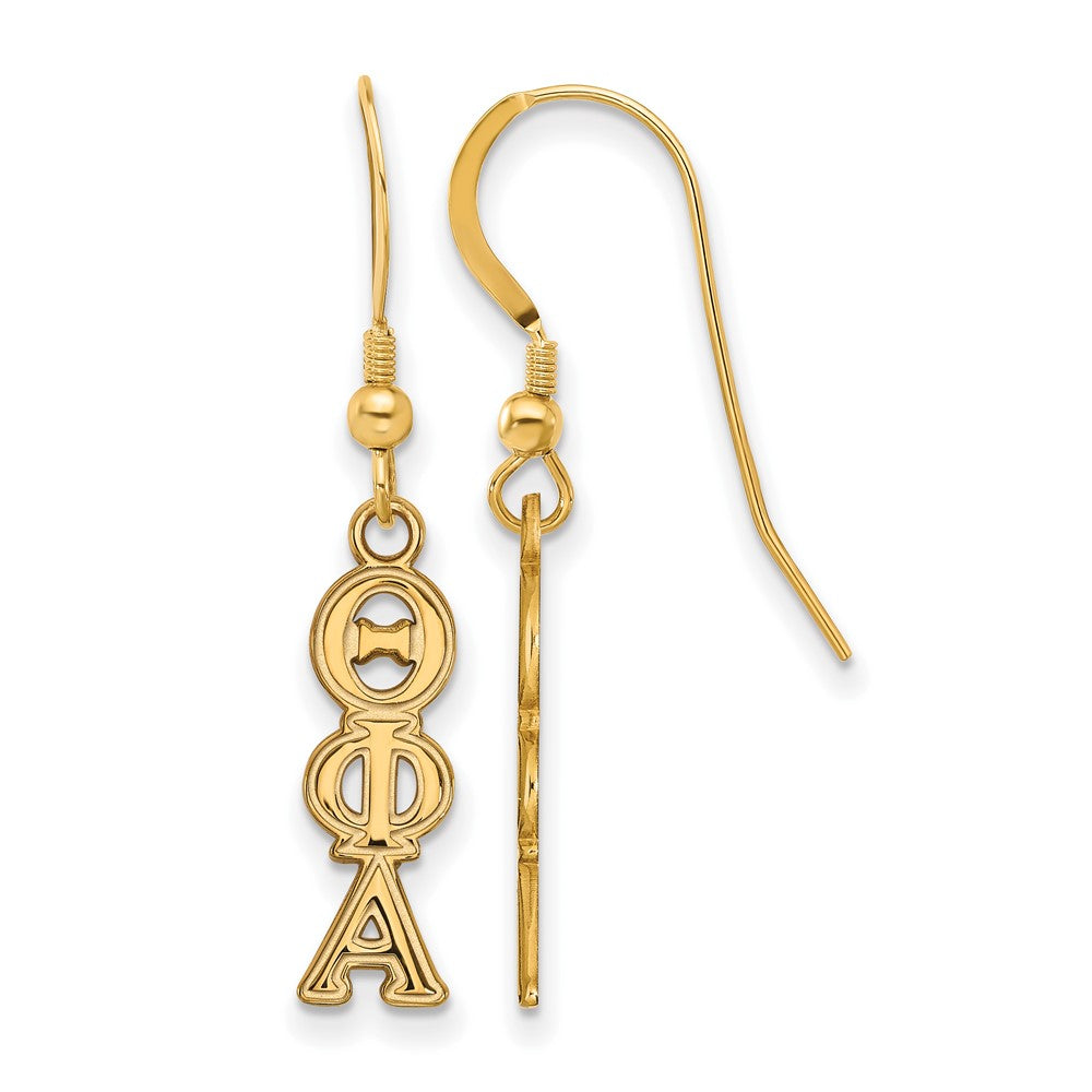 Gold Plated Sterling Silver Logoart Theta Phi Alpha Sorority Greek Letters Small Dangle Earrings