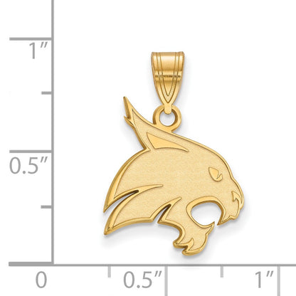14K Yellow Gold Logoart Texas State University Bobcat Large Pendant