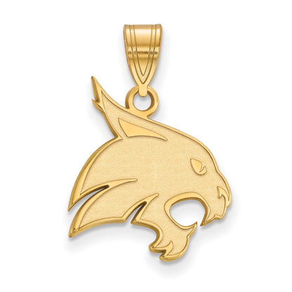 14K Yellow Gold Logoart Texas State University Bobcat Large Pendant