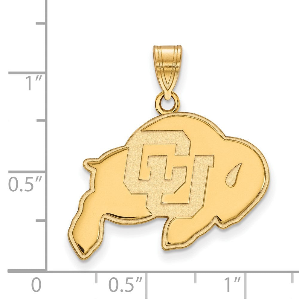 Gold Plated Sterling Silver Logoart University Of Colorado Buffalo Large Pendant