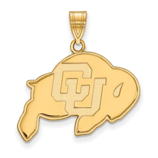 Gold Plated Sterling Silver Logoart University Of Colorado Buffalo Large Pendant