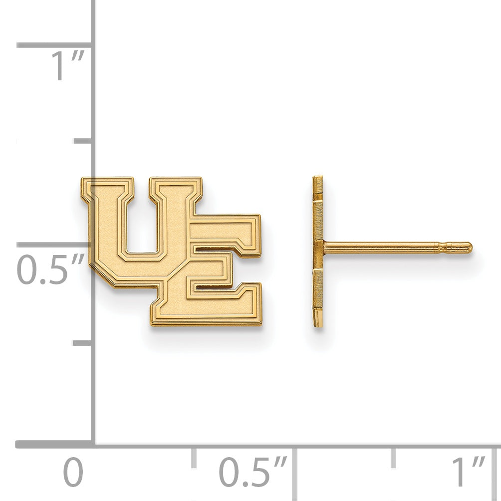 Gold Plated Sterling Silver Logoart University Of Evansville Purple Aces Small Post Earrings