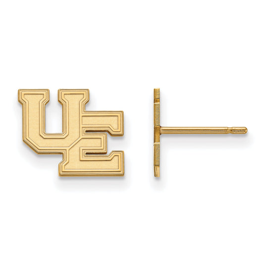Gold Plated Sterling Silver Logoart University Of Evansville Purple Aces Small Post Earrings