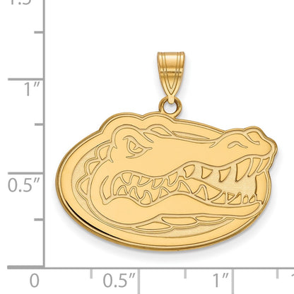 Gold Plated Sterling Silver Logoart University Of Florida Gator Large Pendant