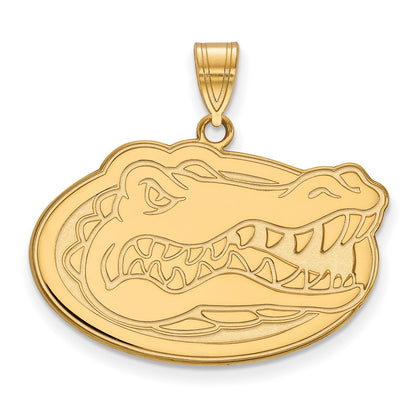 Gold Plated Sterling Silver Logoart University Of Florida Gator Large Pendant