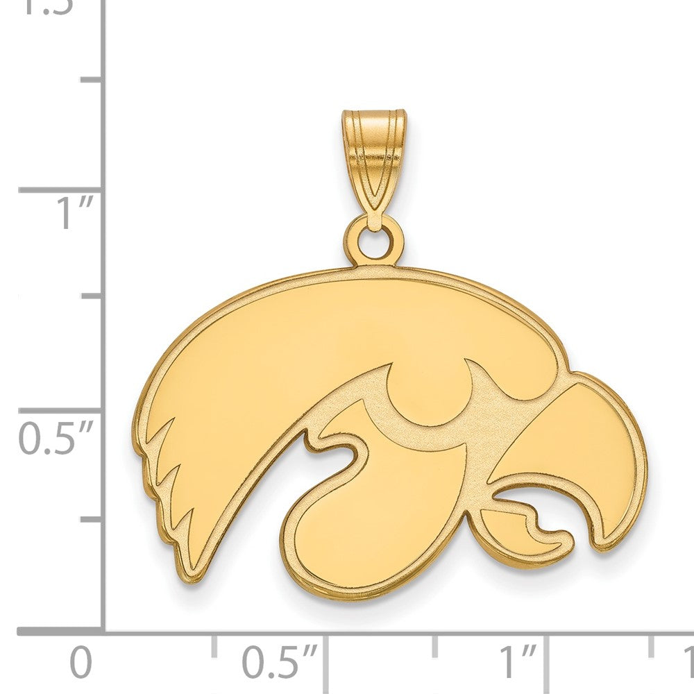 Gold Plated Sterling Silver Logoart University Of Iowa Hawk Large Pendant