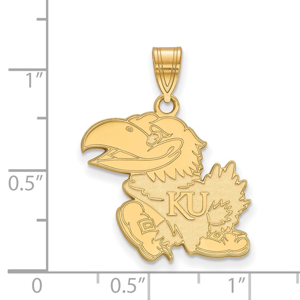 10K Yellow Gold Logoart University Of Kansas Jayhawk Large Pendant
